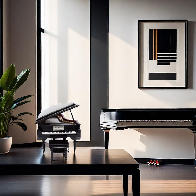 SHTWX Mylifestyle Piano Music Box with Bench and Black Case Musical Boxes Gift for Christmas/Birthday/Valentine's Day, Melody Castle in The Sky - Image 4